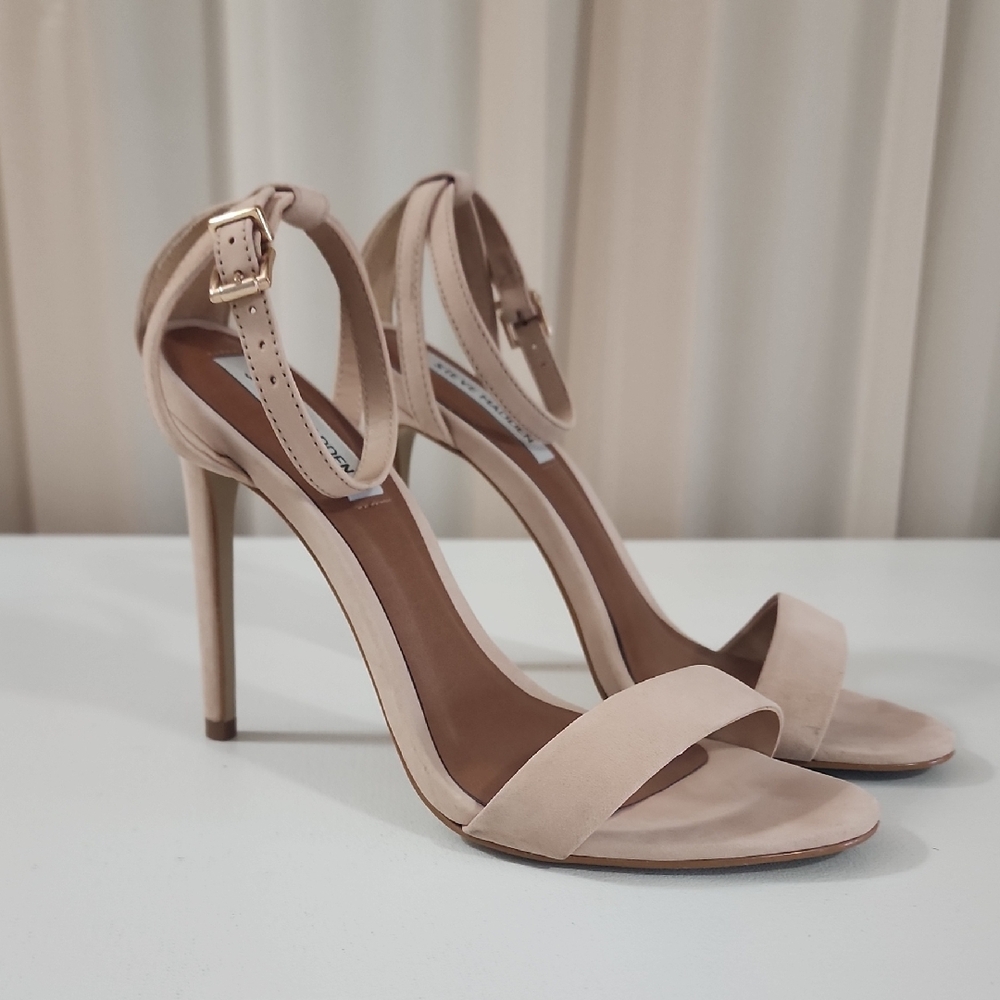 Steve Madden Lacey Cream High Heel Ankle Strap Sandals